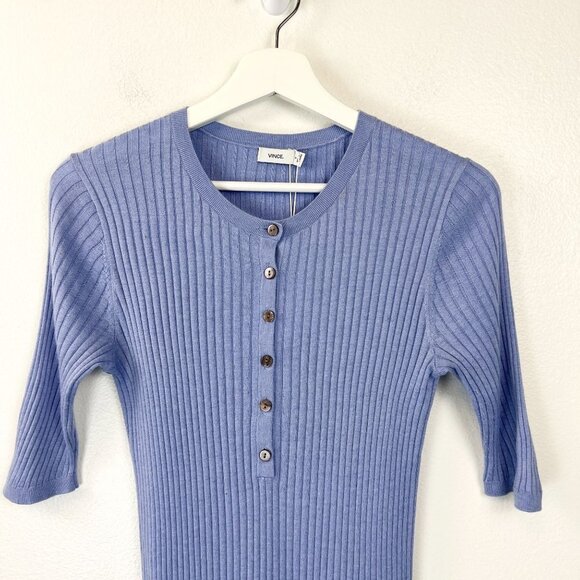 NWT VINCE Ribbed Henley T-shirt - Picture 2 of 10